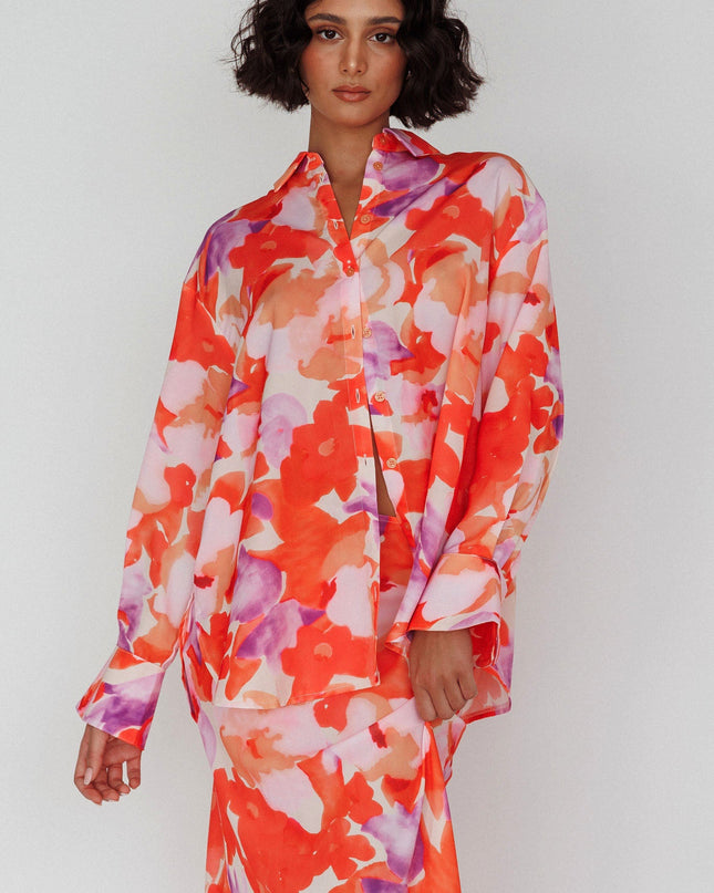 Orange/Purple Long Sleeve Flared Cuff Shirt