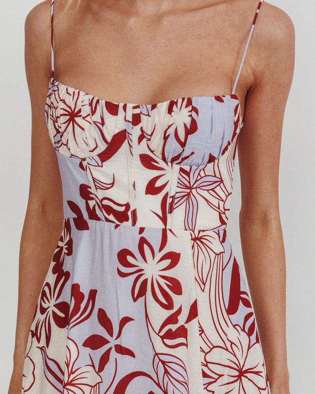 Lilac Tied Back A-Line Midi Dress Floral