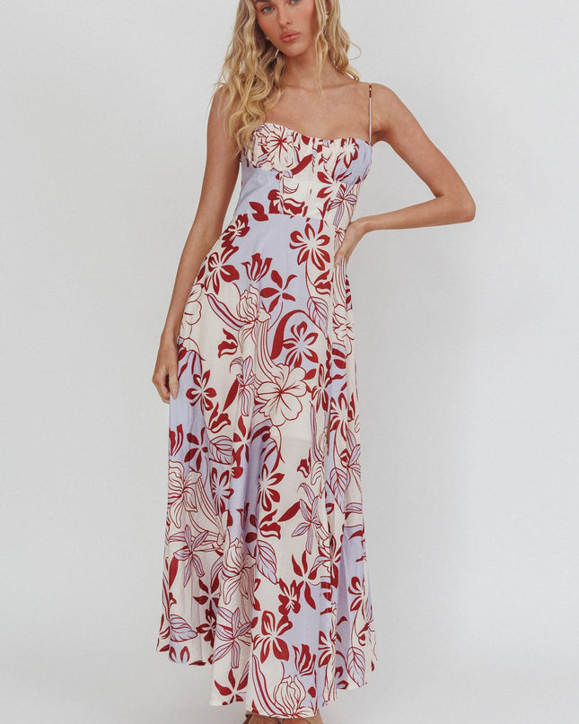 Lilac Tied Back A-Line Midi Dress Floral