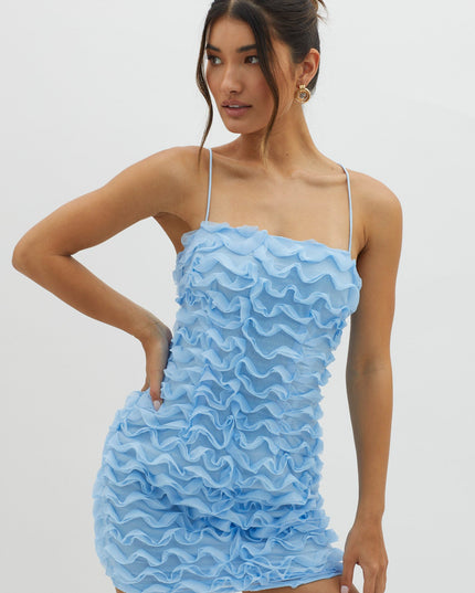 Blue Embellished Mini Dress