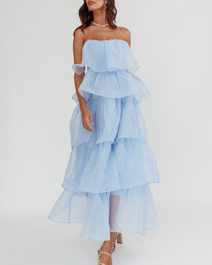 Blue Tiered Layer Midi Dress