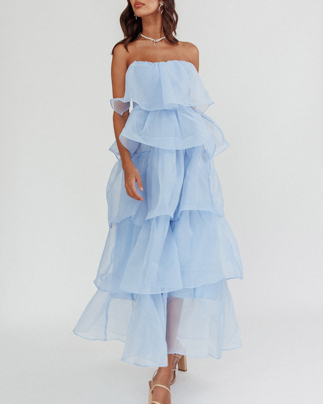 Blue Tiered Layer Midi Dress