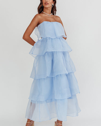 Blue Tiered Layer Midi Dress