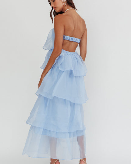Blue Tiered Layer Midi Dress