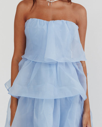Blue Tiered Layer Midi Dress