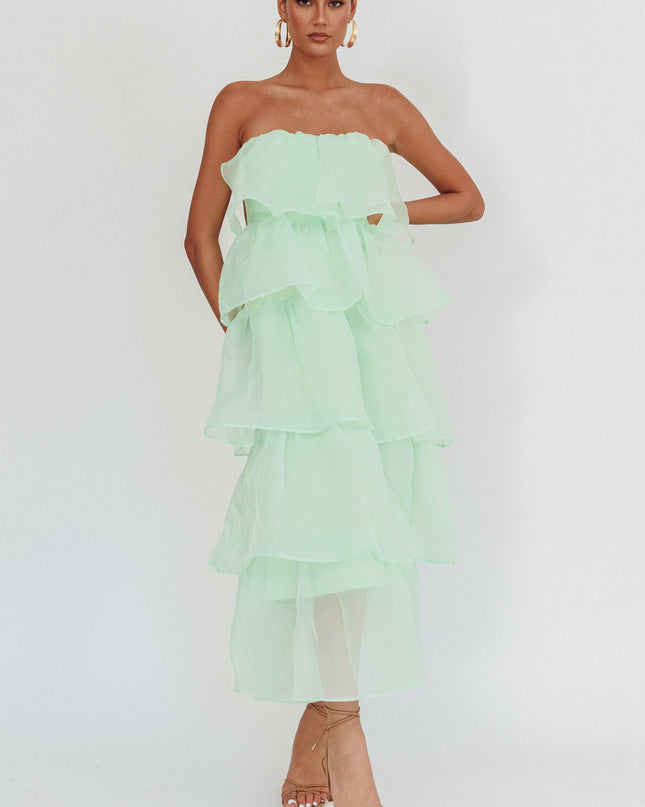 Mint Tiered Layer Midi Dress