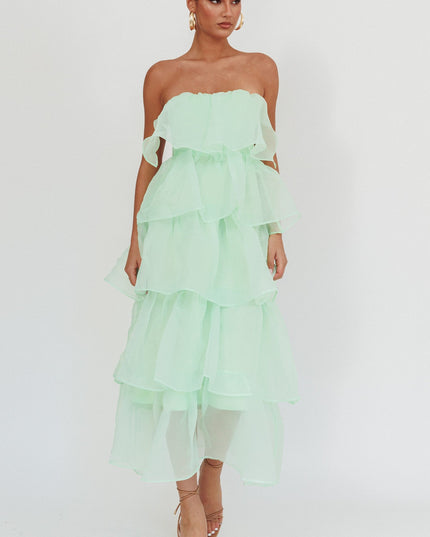 Mint Tiered Layer Midi Dress