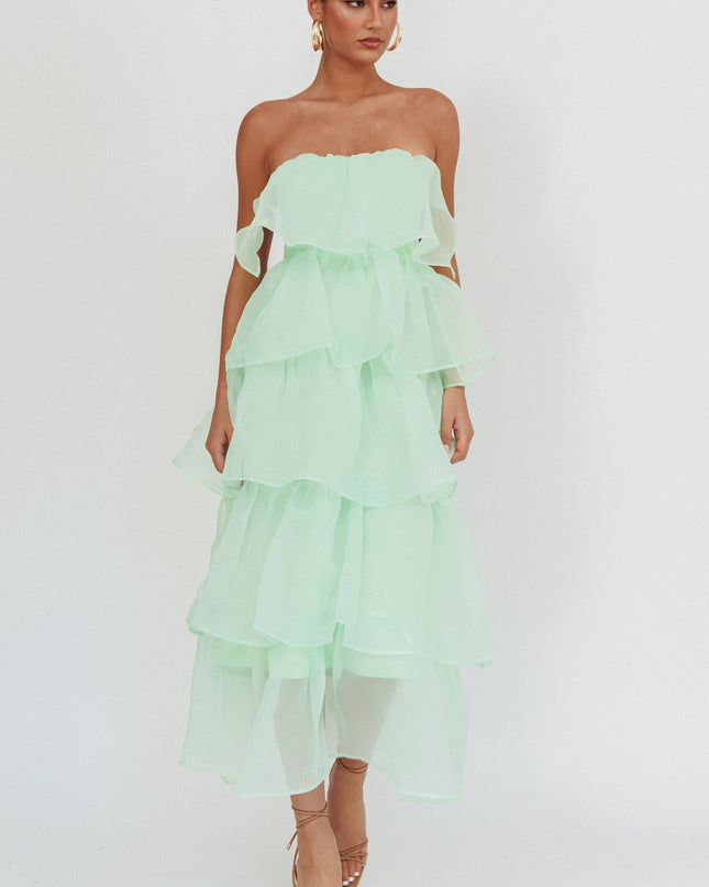 Mint Tiered Layer Midi Dress