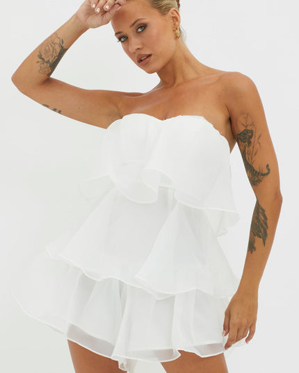 White Tiered Layer Romper