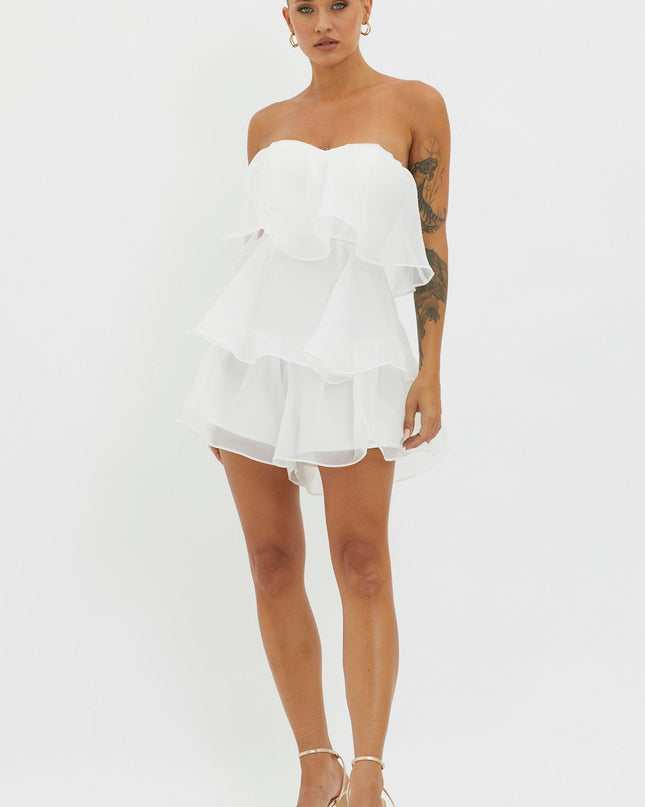White Tiered Layer Romper