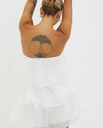White Tiered Layer Romper