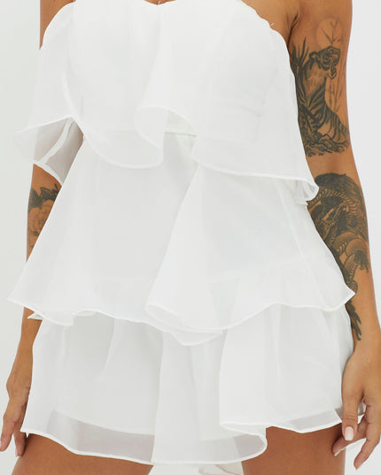 White Tiered Layer Romper