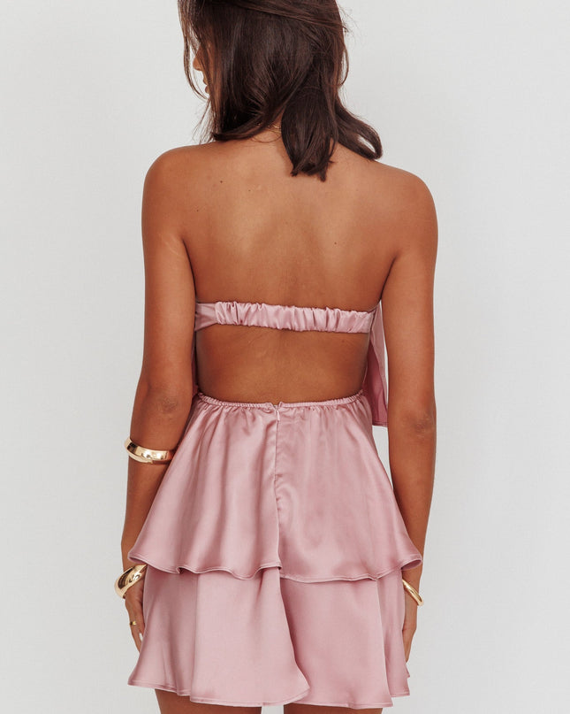 Dusty Rose Tiered Layer Strapless Dress