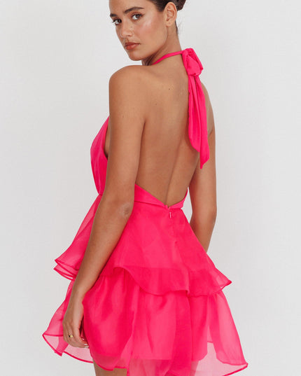 Rose Tiered Ruffles Halter Neck Romper