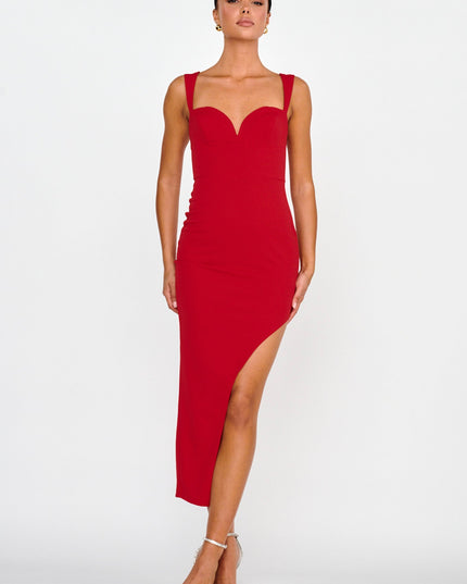 Red Flutter Sweetheart Neckline Dress