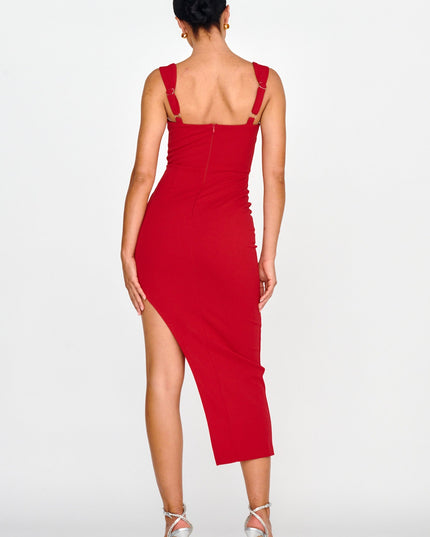 Red Flutter Sweetheart Neckline Dress