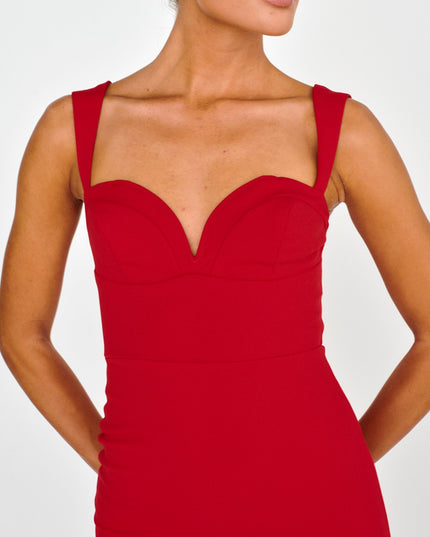 Red Flutter Sweetheart Neckline Dress