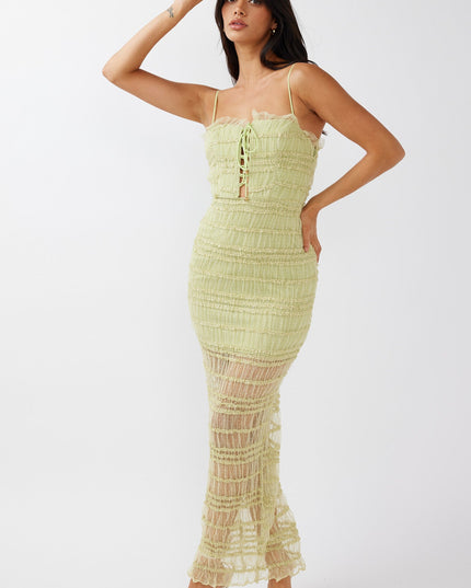 Matcha Roam Frill Trim Lace Dress