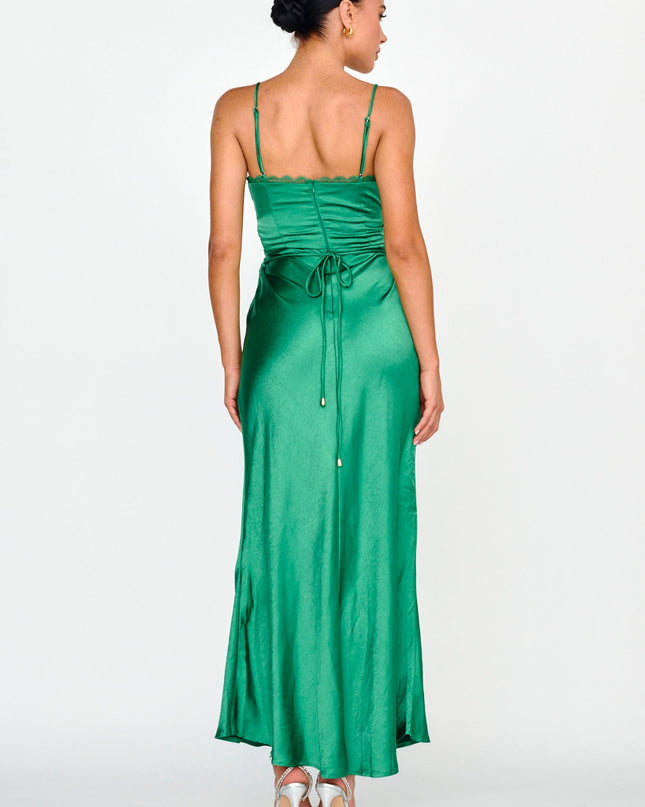 Forest Green Silver Lining String Tie Waist Dress