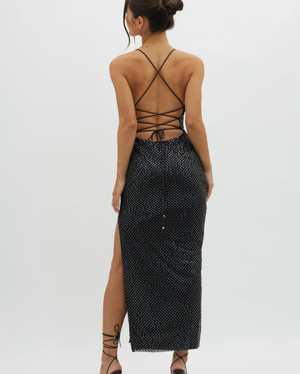 Black Plunging Halterneck Maxi Dress