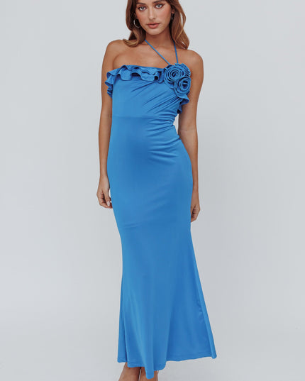 Ocean Rose Accent Ruffle Dress