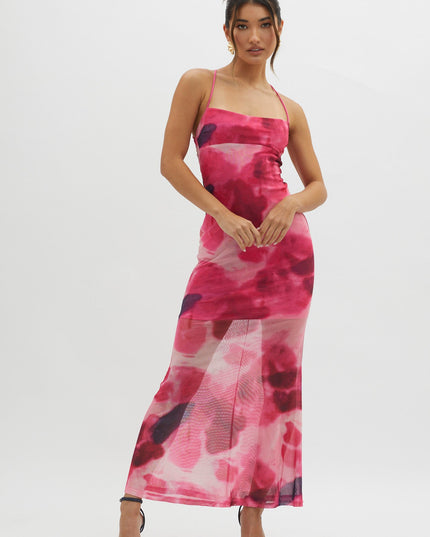 Red Tie-Up Back Maxi Dress