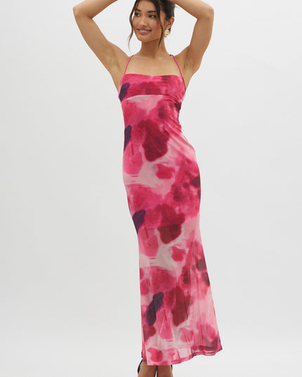 Red Tie-Up Back Maxi Dress