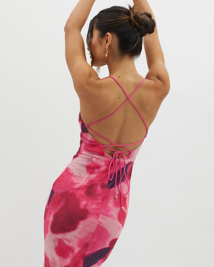 Red Tie-Up Back Maxi Dress