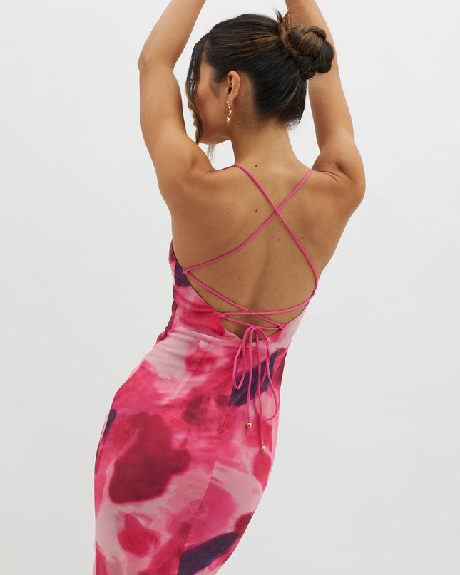 Red Tie-Up Back Maxi Dress