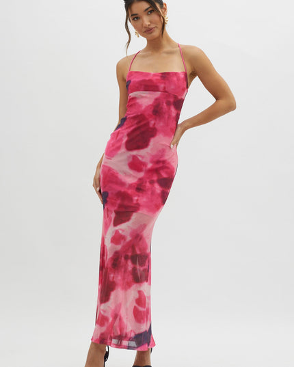 Red Tie-Up Back Maxi Dress
