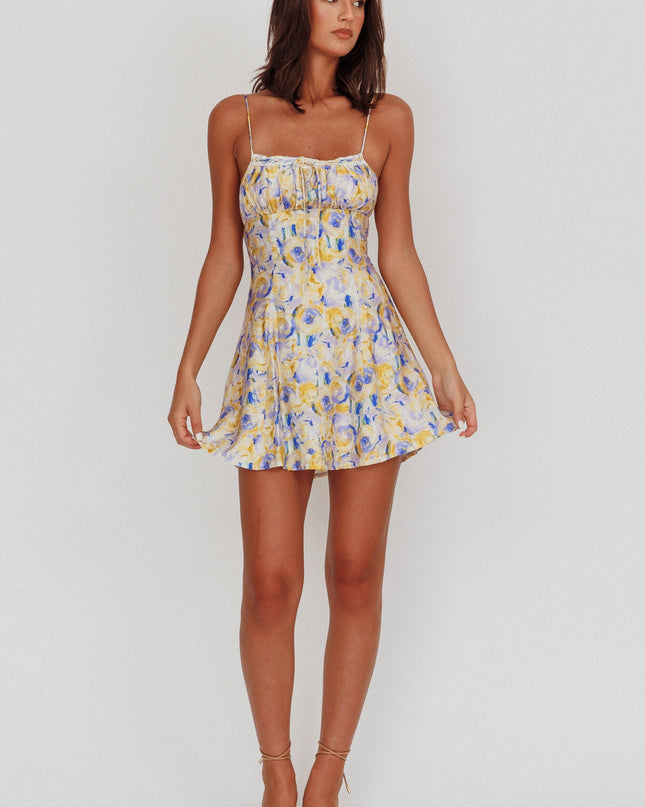 Yellow Way Abstract Print Mini Dress