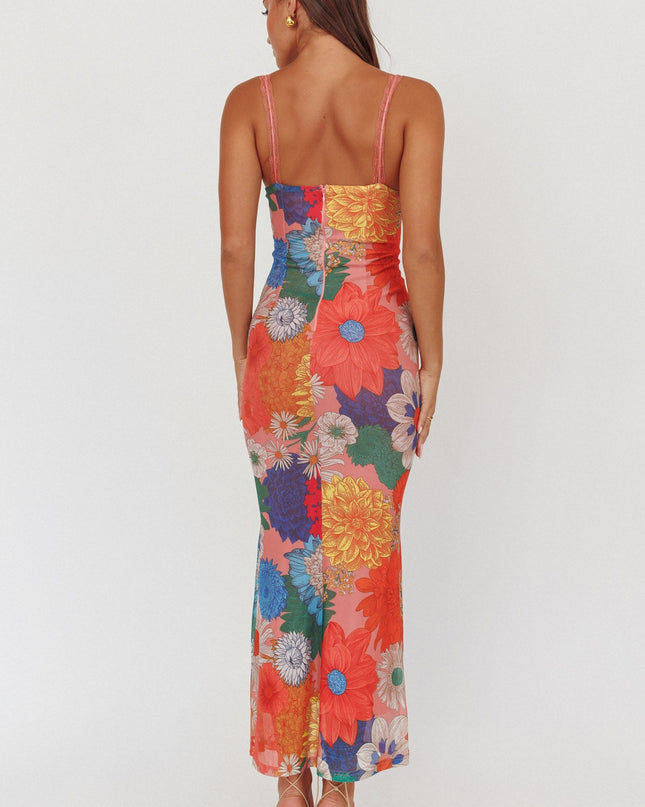 Orange Lace Strap Maxi Dress