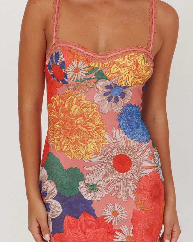 Orange Lace Strap Maxi Dress