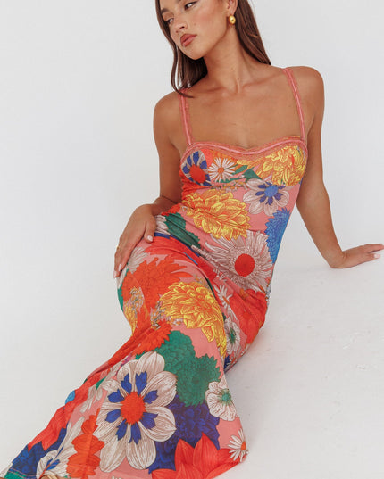 Orange Lace Strap Maxi Dress