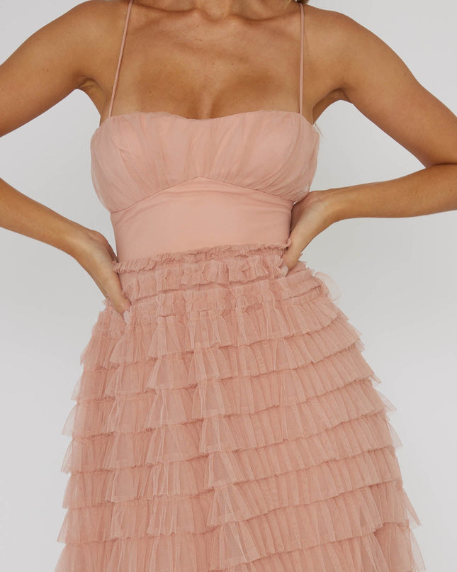 Blush Tiered Frill Midi Dress