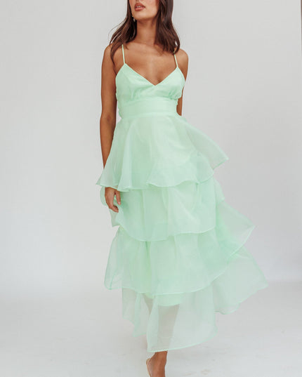 Mint You Tiered Ruffle Midi Dress