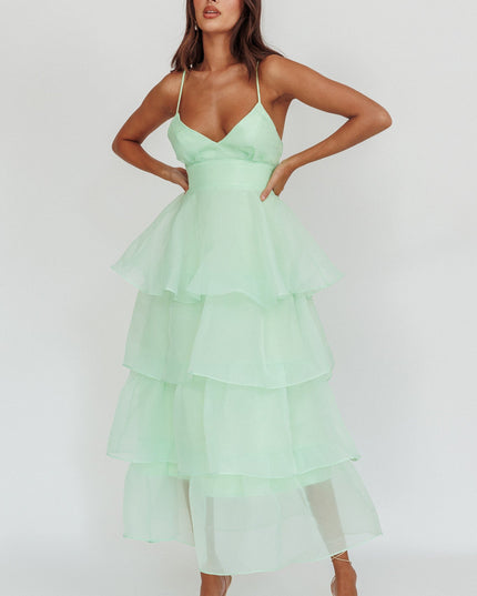 Mint You Tiered Ruffle Midi Dress