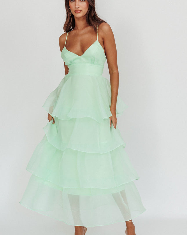 Mint You Tiered Ruffle Midi Dress