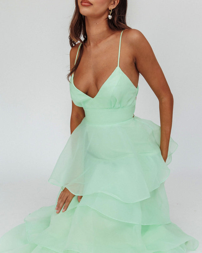 Mint You Tiered Ruffle Midi Dress