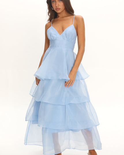 Blue You Tiered Ruffle Midi Dress
