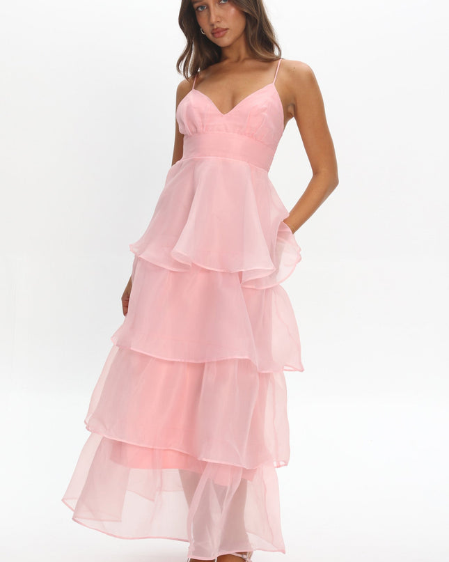 Pink You Tiered Ruffle Midi Dress
