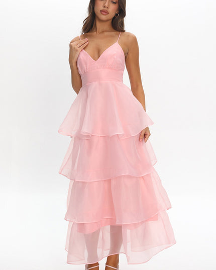 Pink You Tiered Ruffle Midi Dress