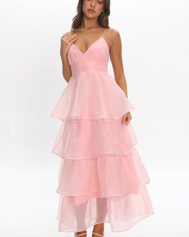 Pink You Tiered Ruffle Midi Dress