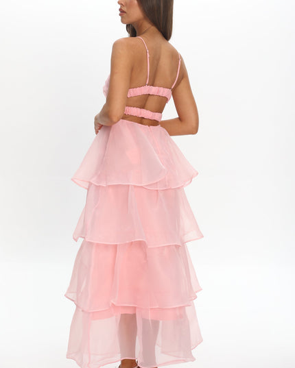 Pink You Tiered Ruffle Midi Dress