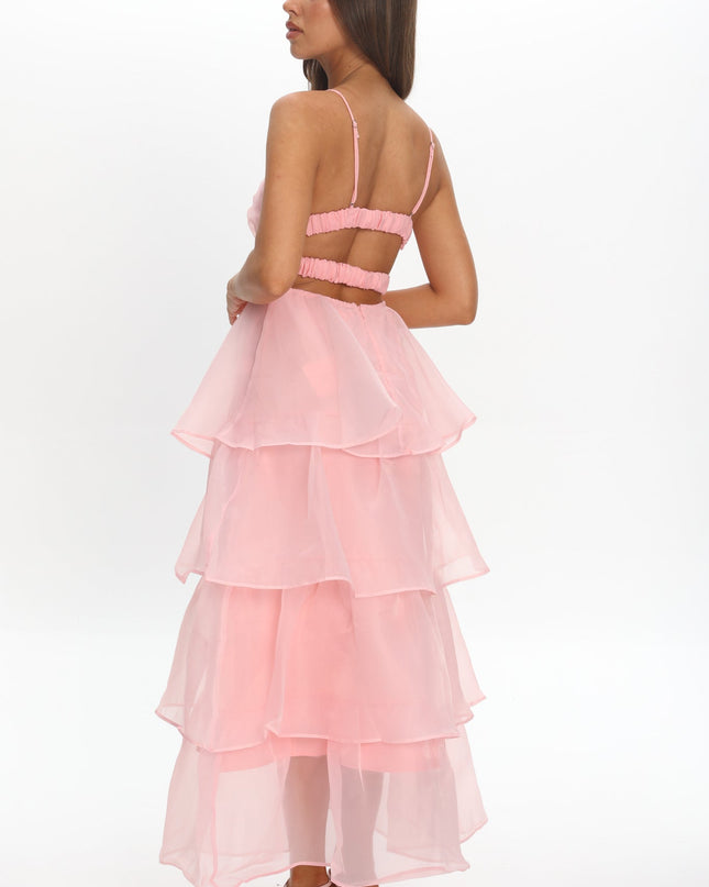 Pink You Tiered Ruffle Midi Dress