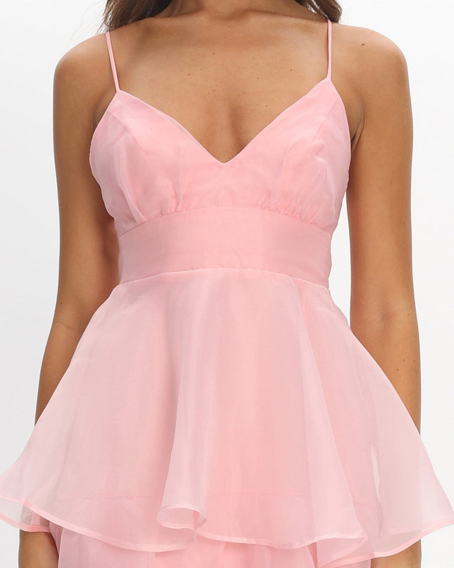 Pink You Tiered Ruffle Midi Dress