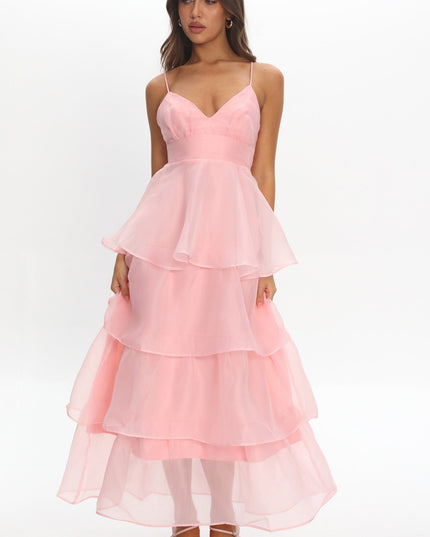 Pink You Tiered Ruffle Midi Dress