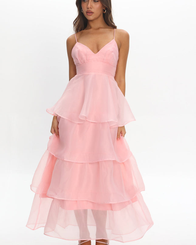 Pink You Tiered Ruffle Midi Dress