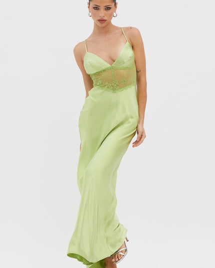 Lace Waist Maxi Dress Apple