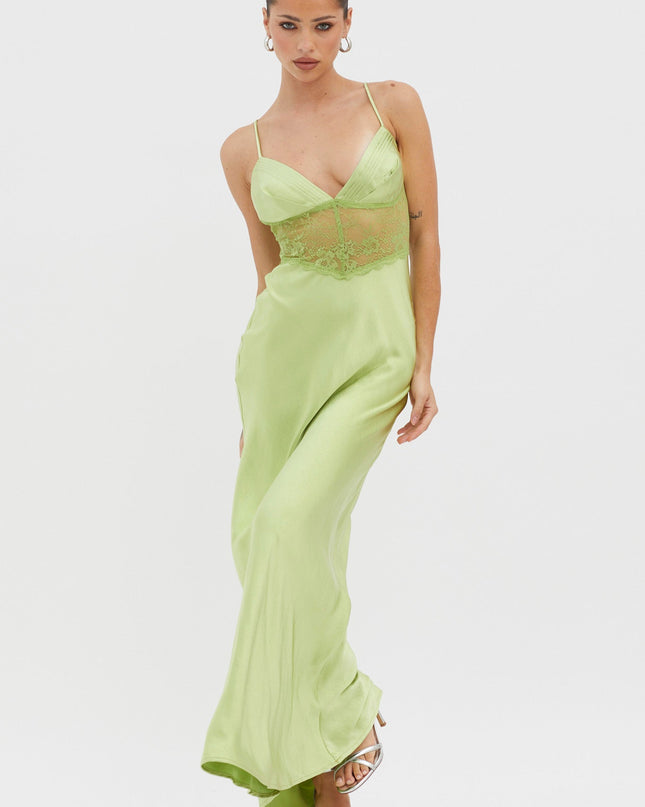 Lace Waist Maxi Dress Apple